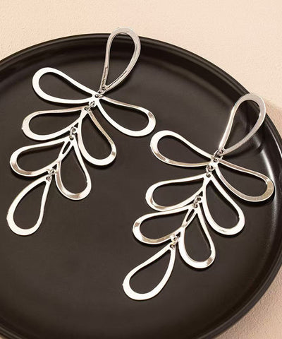 Boho Gold Stainless Steel Alloy Floral Hollow Out Drop Earrings