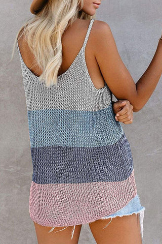 Tops de cuello en U con patchwork a rayas de moda urbana (11 colores) 