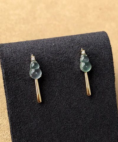 Fashion Colorblock Sterling Silver Zircon Chalcedony Glass Ice Gourd Drop Earrings