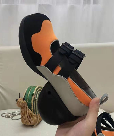 Zapatos de ballet con tacones altos, estilo elegante, de piel sintética con hebilla y correa de color block 