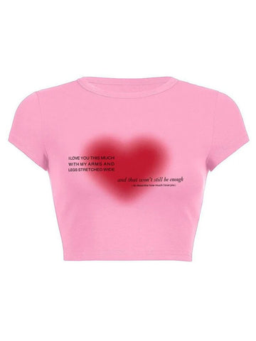 Camiseta con estampado de corazón estético para mujer, camisetas de anime kawaii de los 90, camisetas de manga corta de verano, ropa urbana Kpop Y2K para mujer 