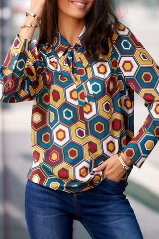 Elegante Patchwork-Oberteile mit Hemdkragen 