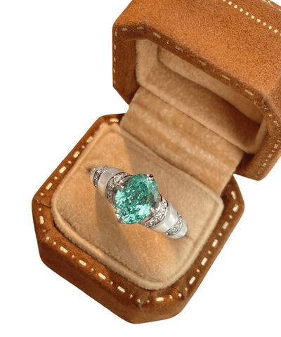 Anillos boutique de plata de ley verde con incrustaciones de piedras preciosas y circonitas 