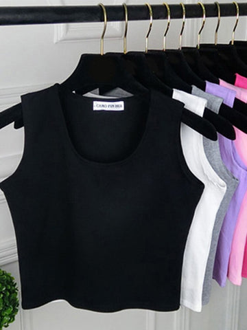 Camisola sin mangas con cuello redondo y retazos de color puro para mujer, top sexy de moda, camisetas sin mangas informales de verano, chaleco ajustado para mujer 