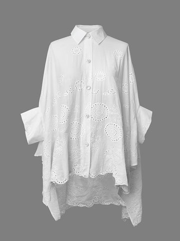 Cap Sleeve Loose Asymmetric Solid Color Lapel Collar Blouses&Shirts Tops