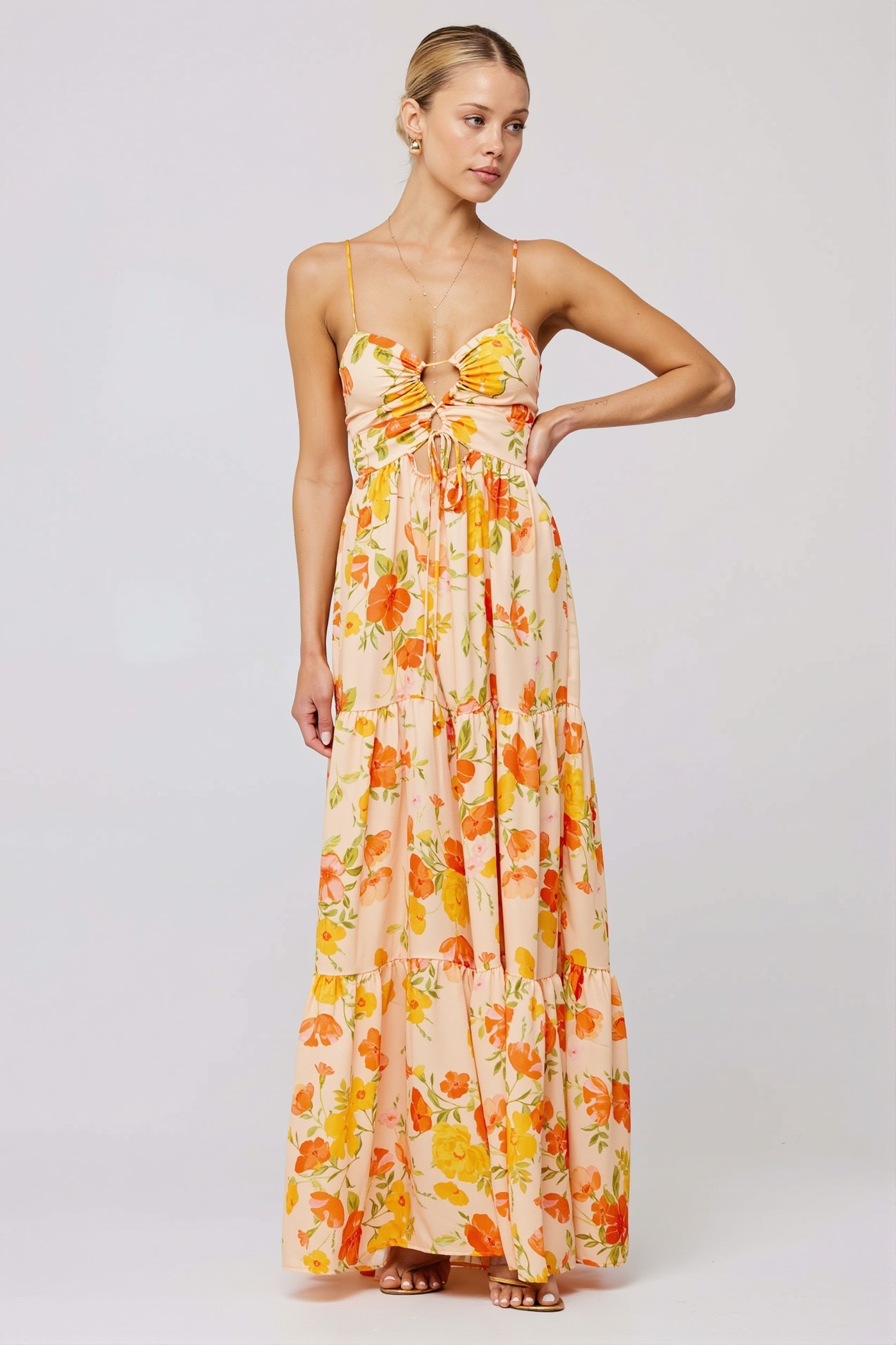 Floral Splice Swing Cami Maxi Dress