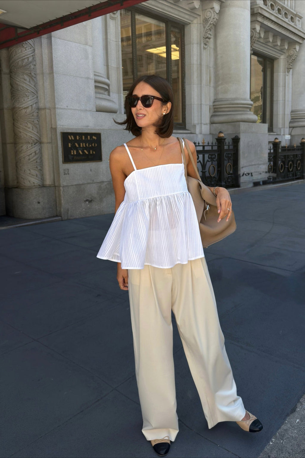 Striped Cotton Ruffle Tank Top
