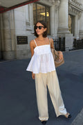 Striped Cotton Ruffle Tank Top