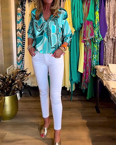 Long Sleeve Loose Printed Blouse(Buy 2 Free Shipping)