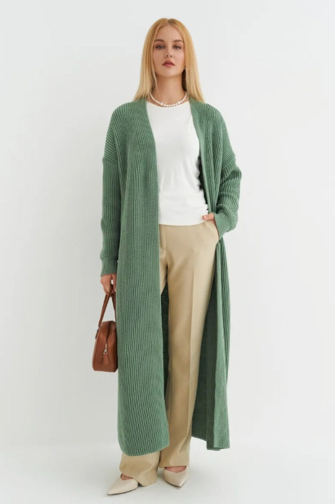 Oversized Long-Length Knit Cardigan