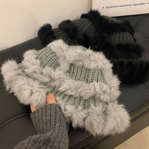Women Winter Knitted Plush Warm Hat