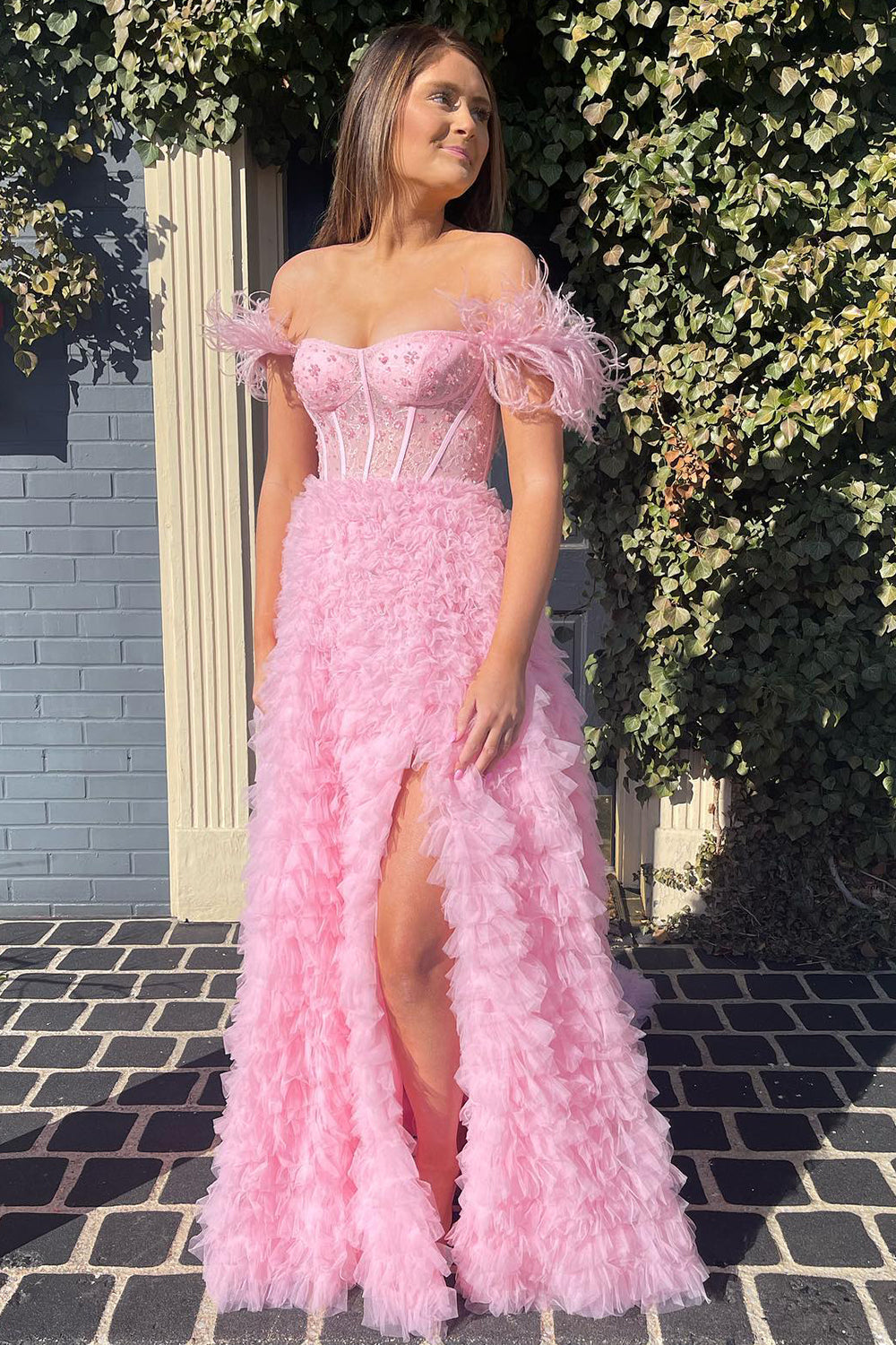 Off the Shoulder A-Line Princess Prom Dress