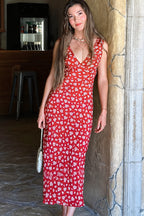 Deep V Floral Vacation Tank Maxi Dress