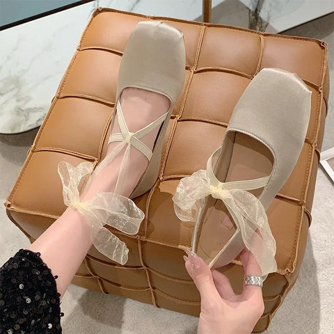 Ballet Dance Flats Shoes Women Spring New Shallow Dress Shoes Fashion 2024 Brand Walking Fashion Mujer Casual Zapatillas Elegant