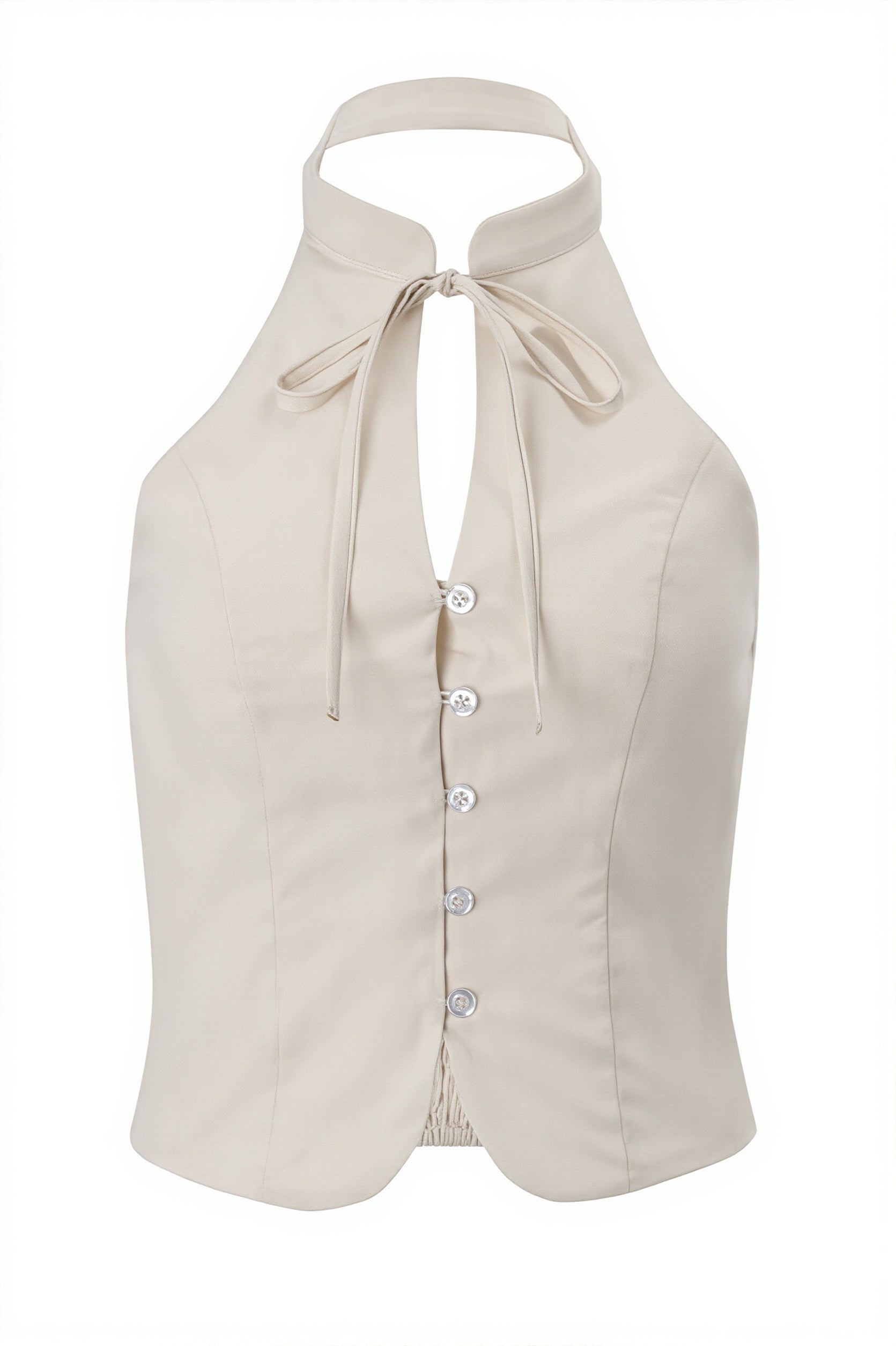 Retro Backless Slim Crop Blouse
