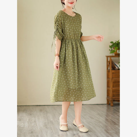 Summer Retro Casual Linen Floral Dress