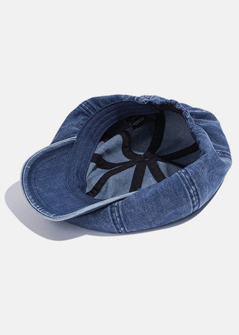 Sombrero bretón de algodón con parches de mezclilla azul claro para mujer 