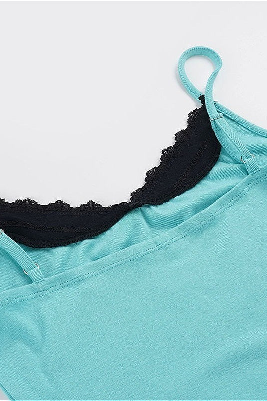 Contrast Lace Fake Two Piece Cami Top