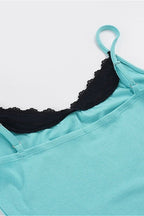 Contrast Lace Fake Two Piece Cami Top