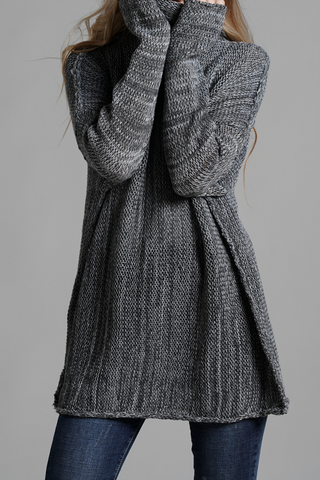 Casual Solid Split Joint Turtleneck Tops Sweater