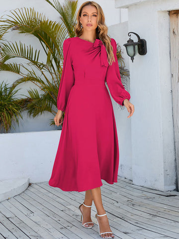 Maxi Dress Jewel Neck Long Sleeves Long Dress