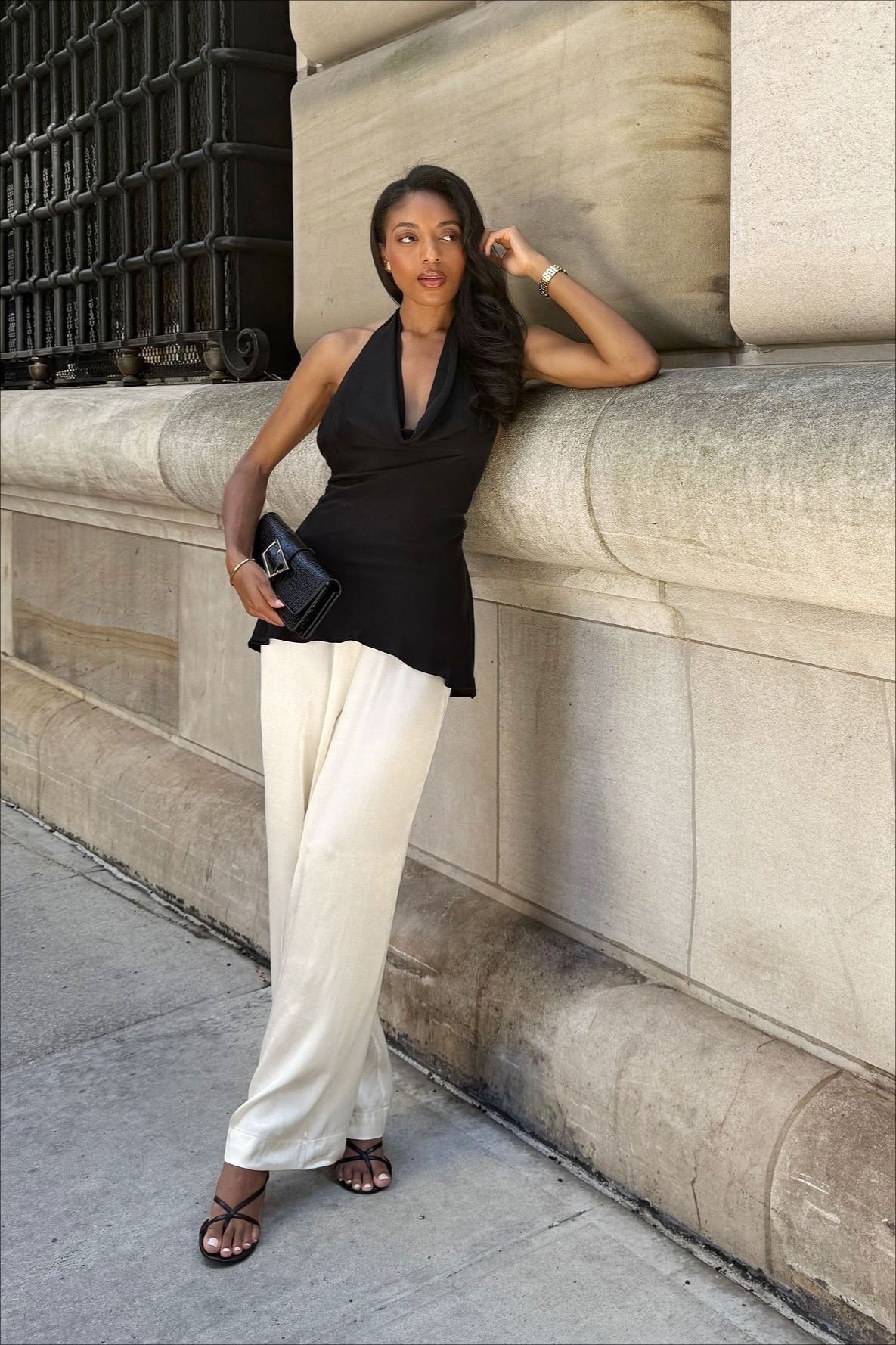 Satin Cowl Backless Tank Top