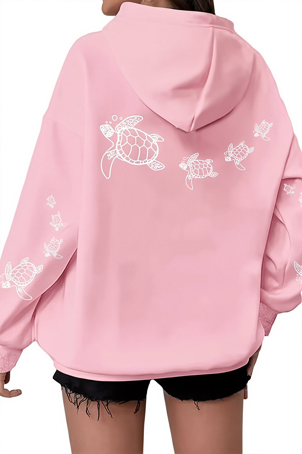 Gothic Turtle Graphic Loose Fit Hoodie