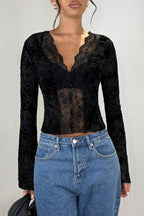 Lace Paneled Leopard Print Ruffled Cardigan Blouse