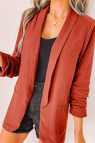 Elegante Oberbekleidung mit einfarbigem Patchwork-Umlegekragen und Taschen (12 Farben) 
