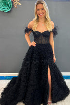 Schulterfreies A-Linien-Prinzessinnen-Abendkleid