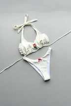 Chic Solid Bikini Set And Skirt Three Piece Swim Sets