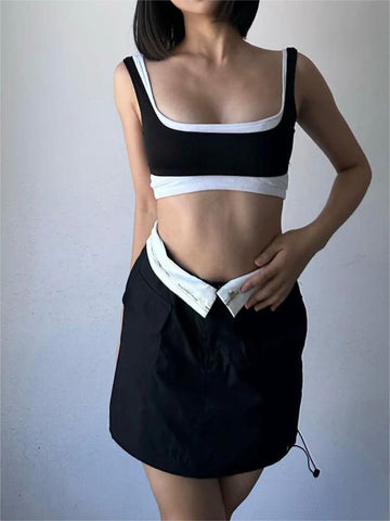 Camiseta sin mangas con diseño de dos capas 