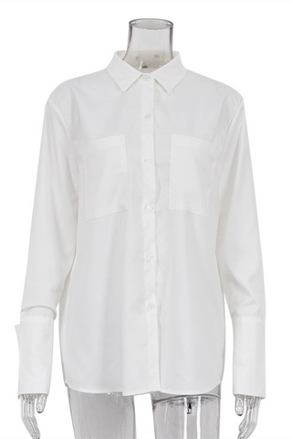 Lässige Blusen mit Street-Taschen und Knöpfen und Umlegekragen 