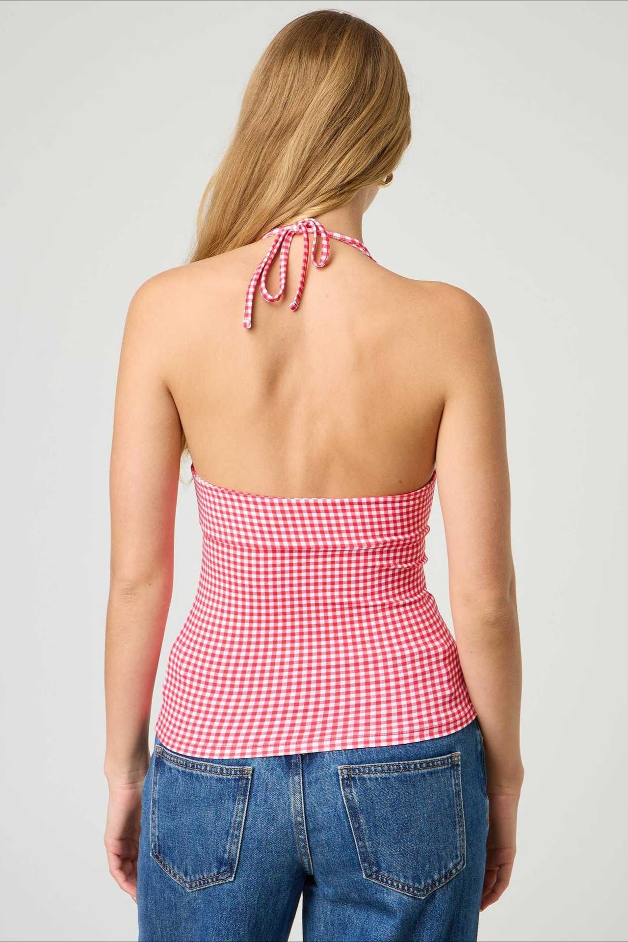 Sexy Polka Dot Plaid Slim Halter Top