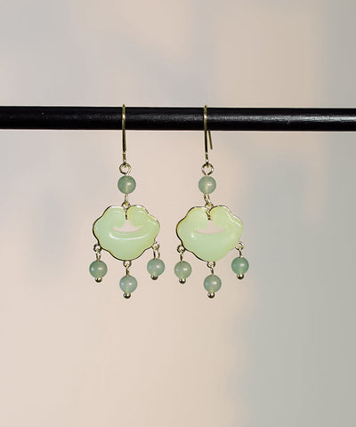 Elegantes anillos de seguridad con cierre de seguridad de jade de aleación de plata esterlina blanca 