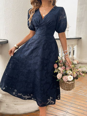 Vestido midi de manga corta abullonada Theadora 