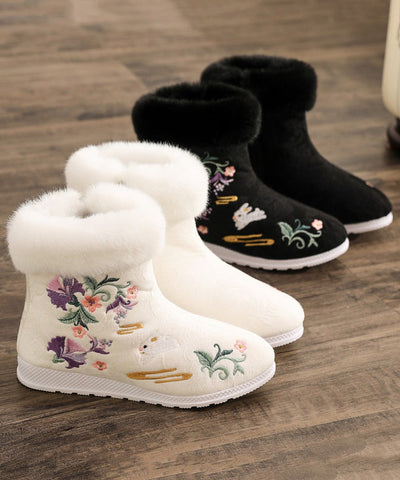 Weiße Baumwollstoff-Stickerei-Spleißen-Stiefel im chinesischen Stil 