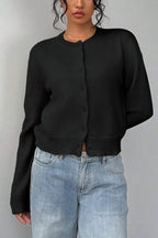 Lightweight Round Neck Button Cardigan