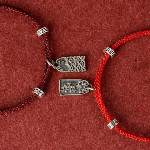 Sterling Silver Good Luck Koi Academic Progress Red Rope Braided Bracelet