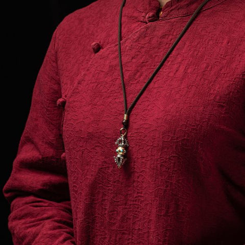 Sterling Silver Vajra Pestle Health Pendant Necklace