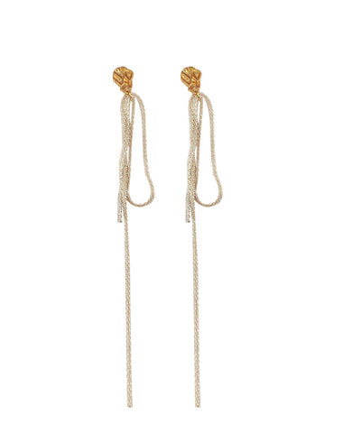 Moderne, asymmetrische Tropfenohrringe aus weißer Sterlingsilberlegierung mit Quaste 