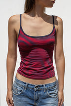 Striped Cropped Casual Cami Top