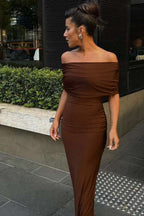 Off-Shoulder Backless Bodycon Maxi Dress