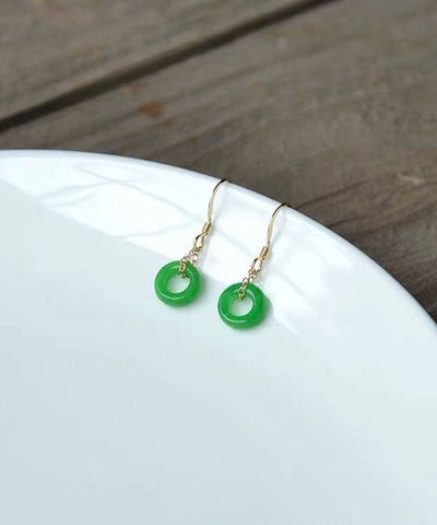 Pendientes colgantes con hebilla de ping verde vintage 