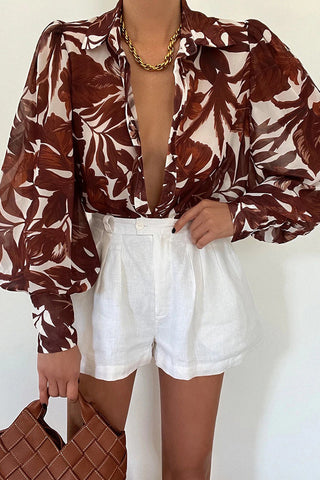 Elegante Blusen mit Umlegekragen und Blumen-Patchwork (15 Farben) 