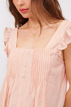 Ruched Flutter Sleeve Loose Blouse