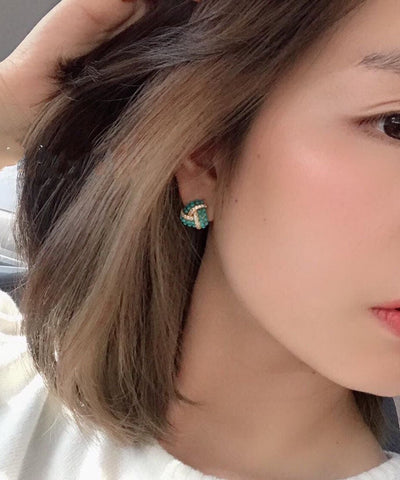 Moderne Ohrstecker aus Sterlingsilber mit blauer Vergoldung und eingelegtem Zirkonia und Türkis 