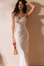French Vintage Tea-Length Floral Cami Lace Maxi Dress