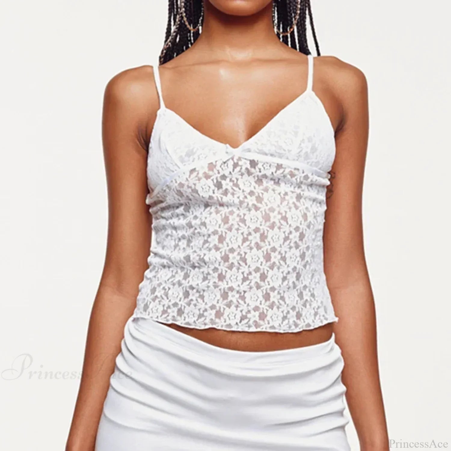 Fairy Floral Lace Mesh V Neck Crop Top