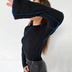 Fall Spring Button Long Sleeve Slim Fit Knit Top